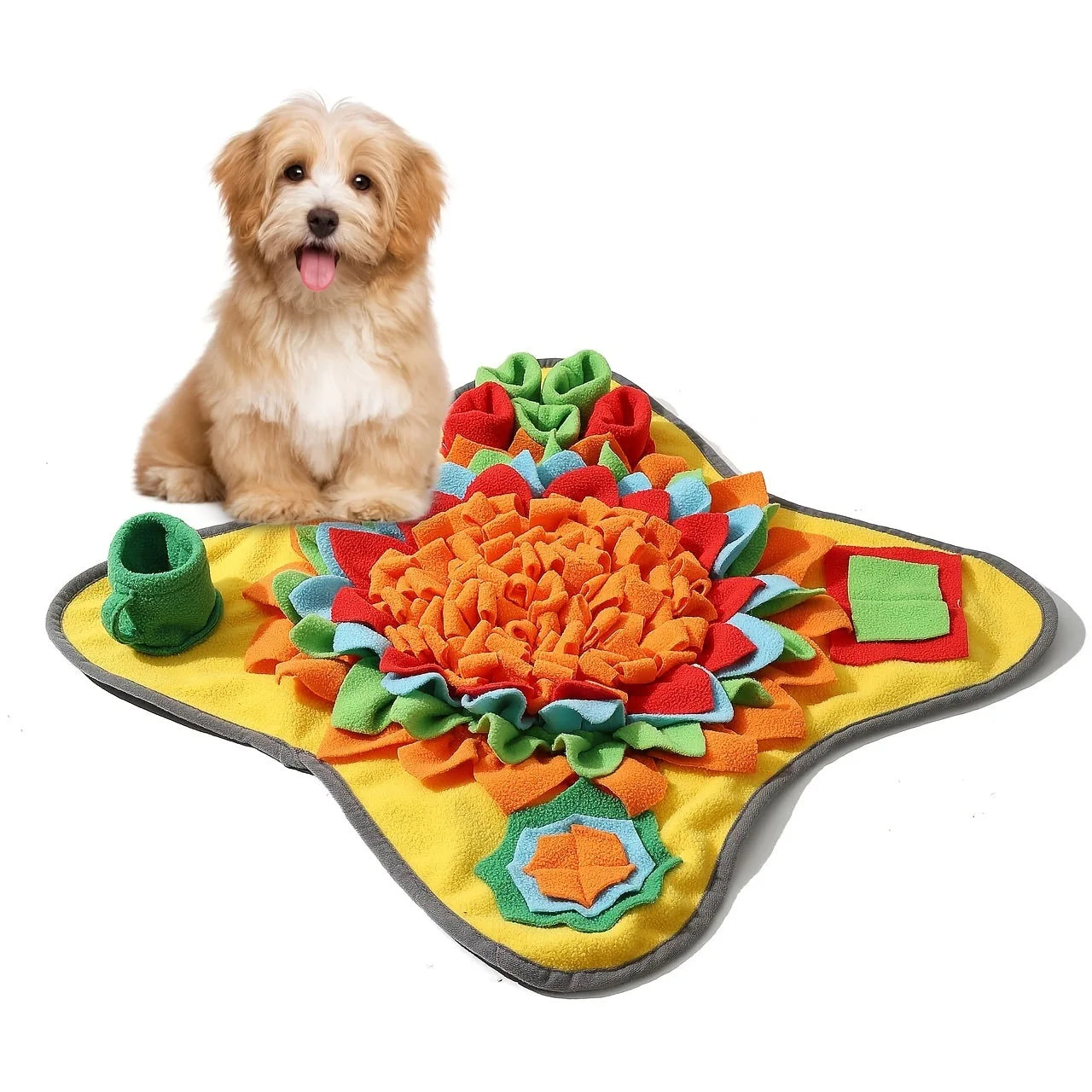 Dog foraging in the NoseWork snuffle mat