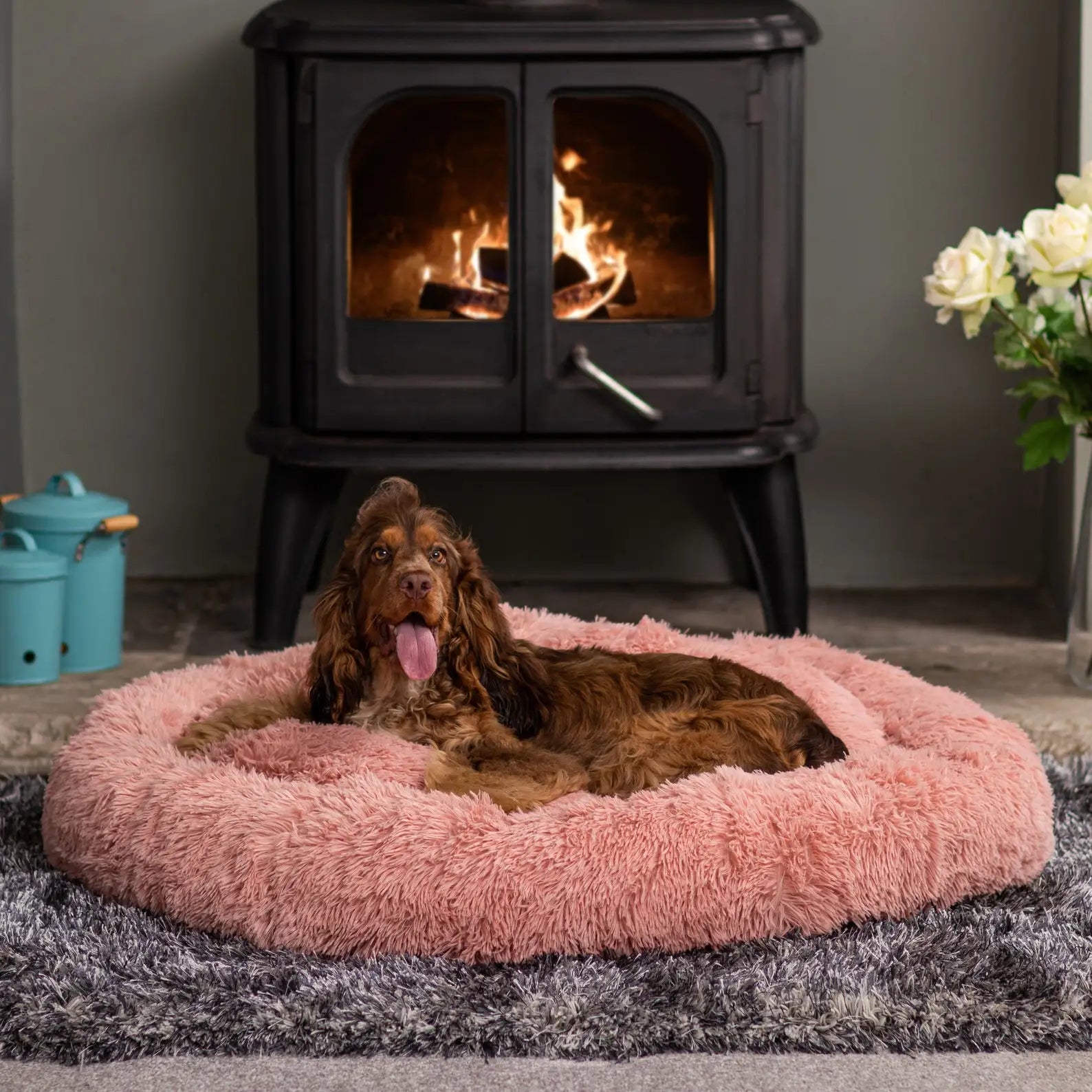 CloudNest calming donut pet bed with raised rim
