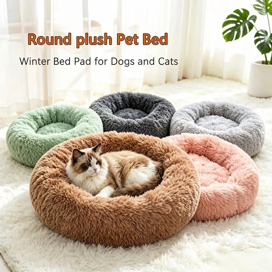 SnuggleSoft faux fur pet bed for cats and small dogs