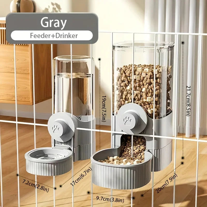 SpillStop gravity feeder bowl with water dispenser