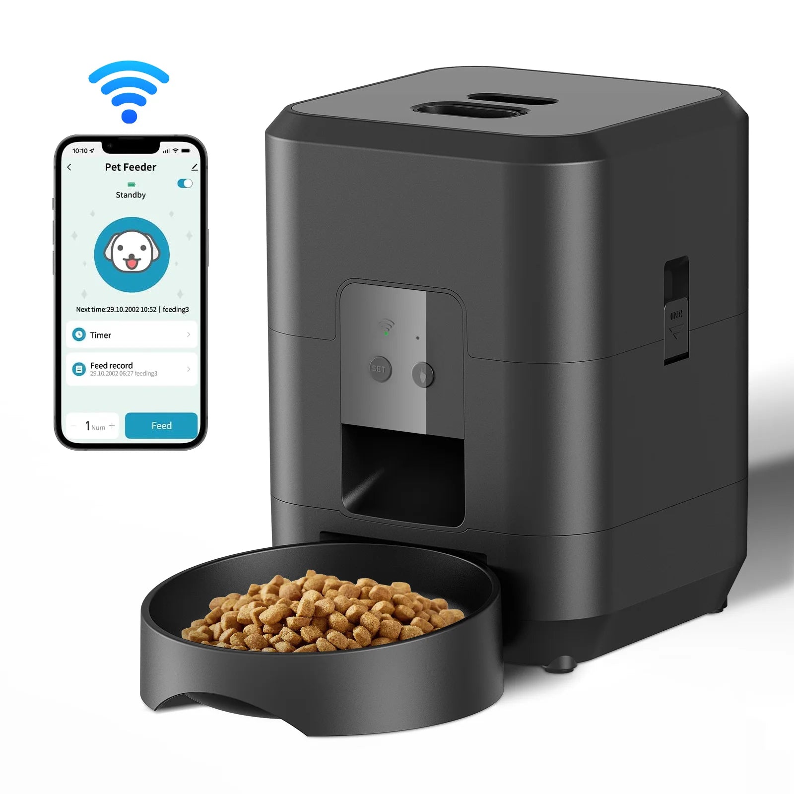 SmartServe WiFi camera pet feeder