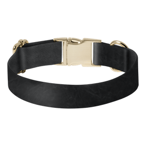 Black Soft Leather Dog Collar with Name - Pawsy